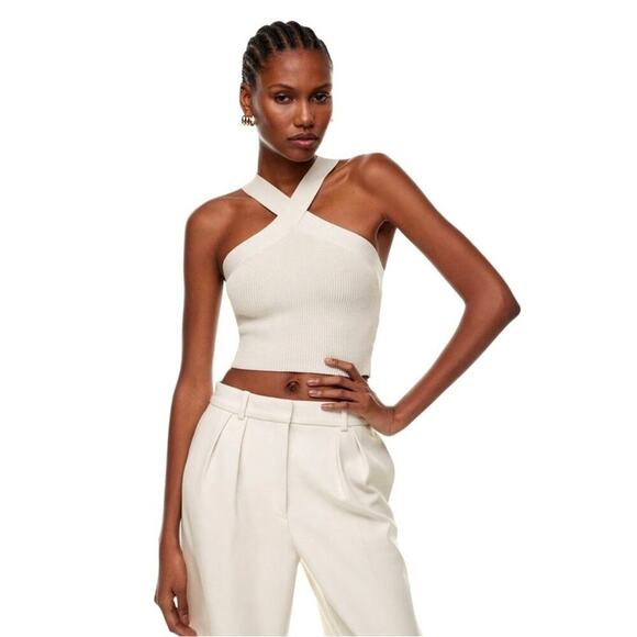 Aritzia Babaton Sculpt Knit Criss Cross Cropped Tank - Picture 1 of 7